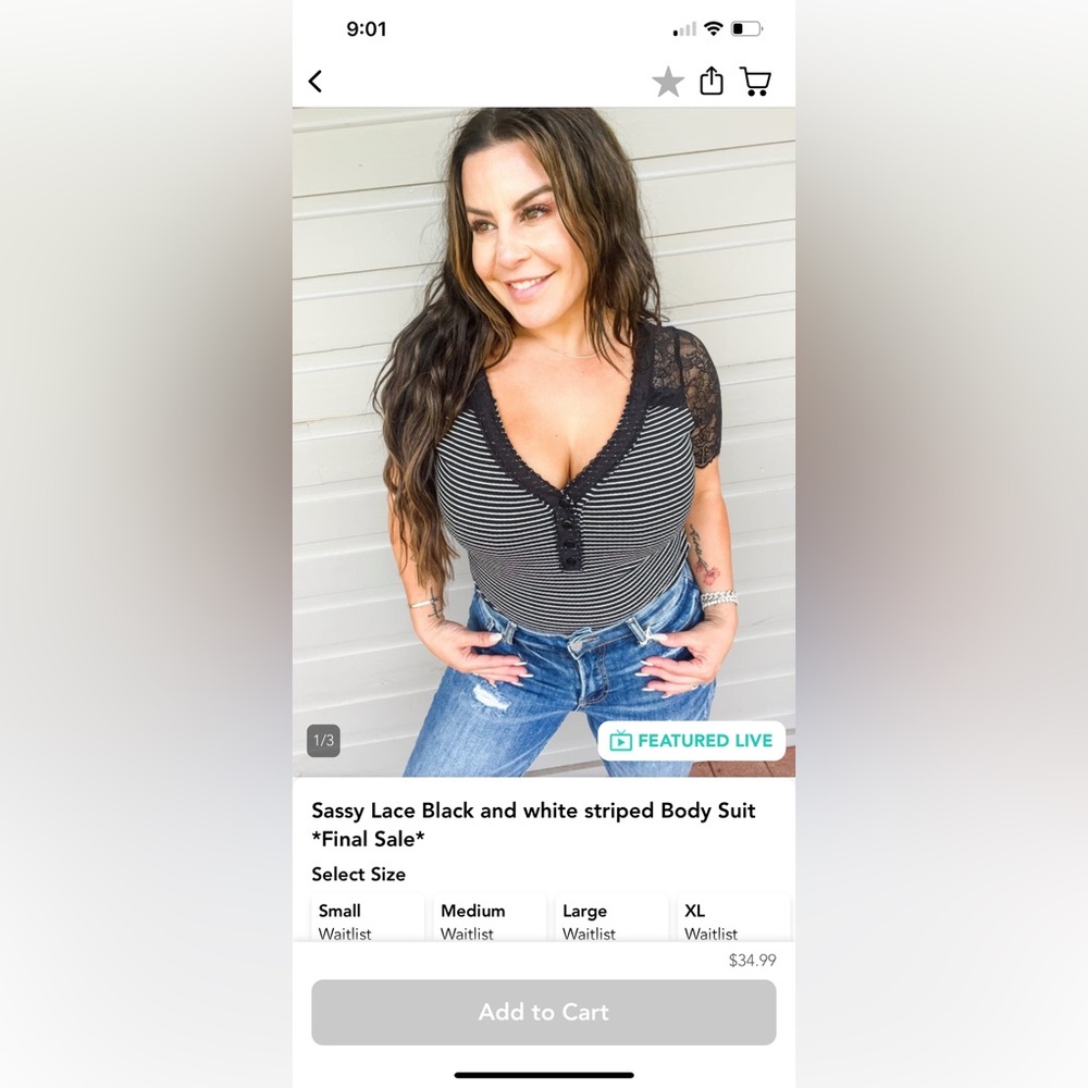 Sassy Lace Black & White Striped Bodysuit